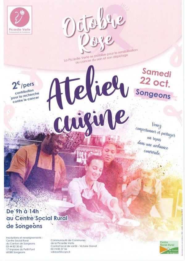 Affiche octobre rose atelier cuisine